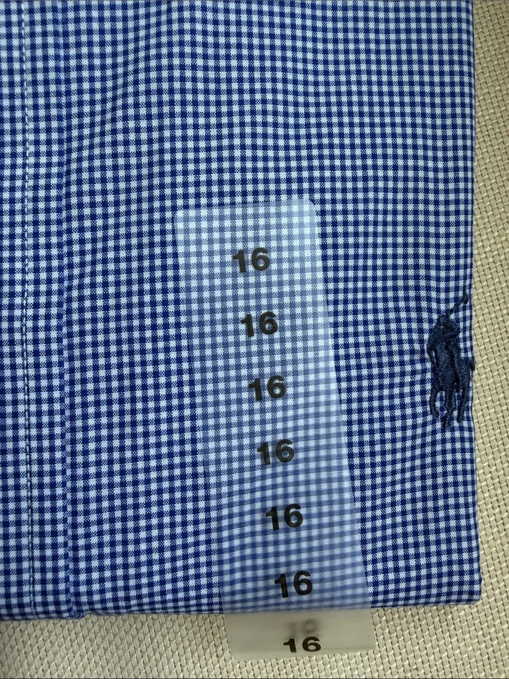 Ralph Lauren Polo Boys' Blue Gingham Slim Fit Dress Shirt - size 16- NWT